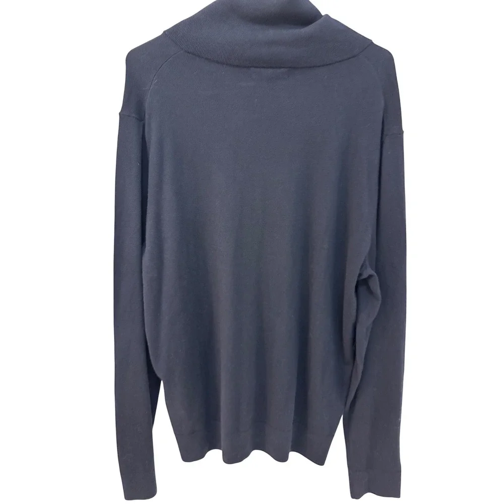 Banana‎ Republic Mens Sweater Large L Shawl Collar Navy Blue Knitwear Top